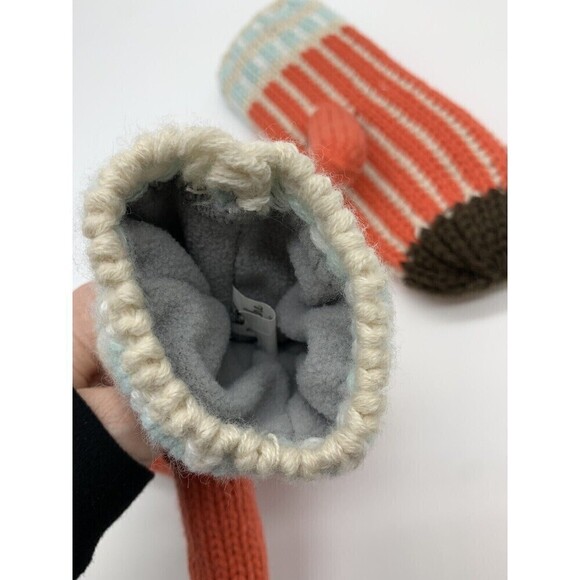 BOGO Panache Mittens Orange Stripes Knit Fleece Lined Womens One Size - Picture 5 of 7